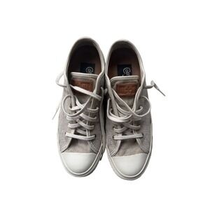 Converse All Star Low Top Oatmeal Textile Leather Patch Sneakers 122115 Womens 7